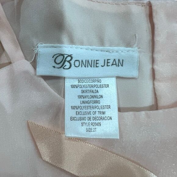 Bonnie Jean Flower Girl Dress Size 2T Peach Floral Organza Embroidered Toddler - Picture 11 of 12